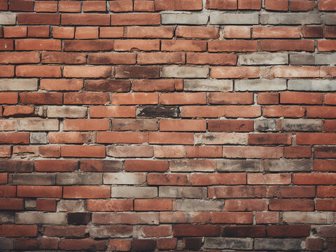 Background texture depicting the structural red bricks of an old wall