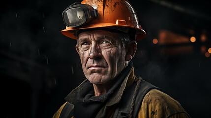 Fototapeta premium Portrait photograph of coal miner