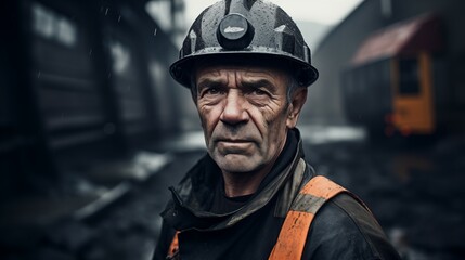 Fototapeta premium Portrait photograph of coal miner