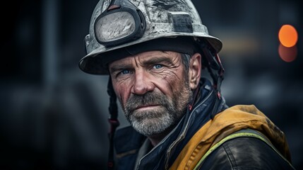 Fototapeta premium Portrait photograph of coal miner