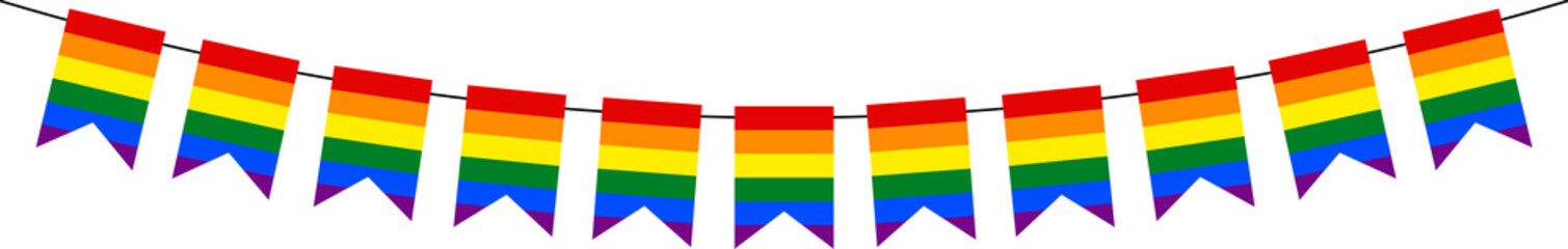pride month pennant garland, rainbow flag, lesbian gay bisexual transgender concept, party bunting
