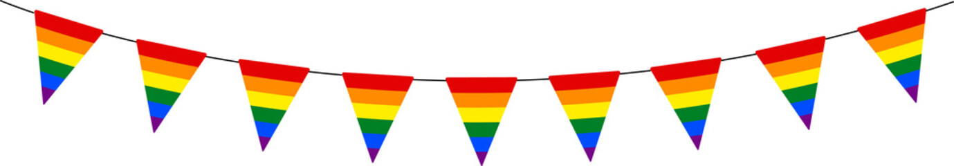 LGBT flag garland, rainbow color pennants chain, party bunting decoration, celebration banner for pride decor