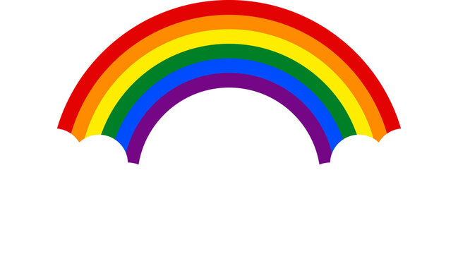 rainbow with clouds sticker, pride month design element