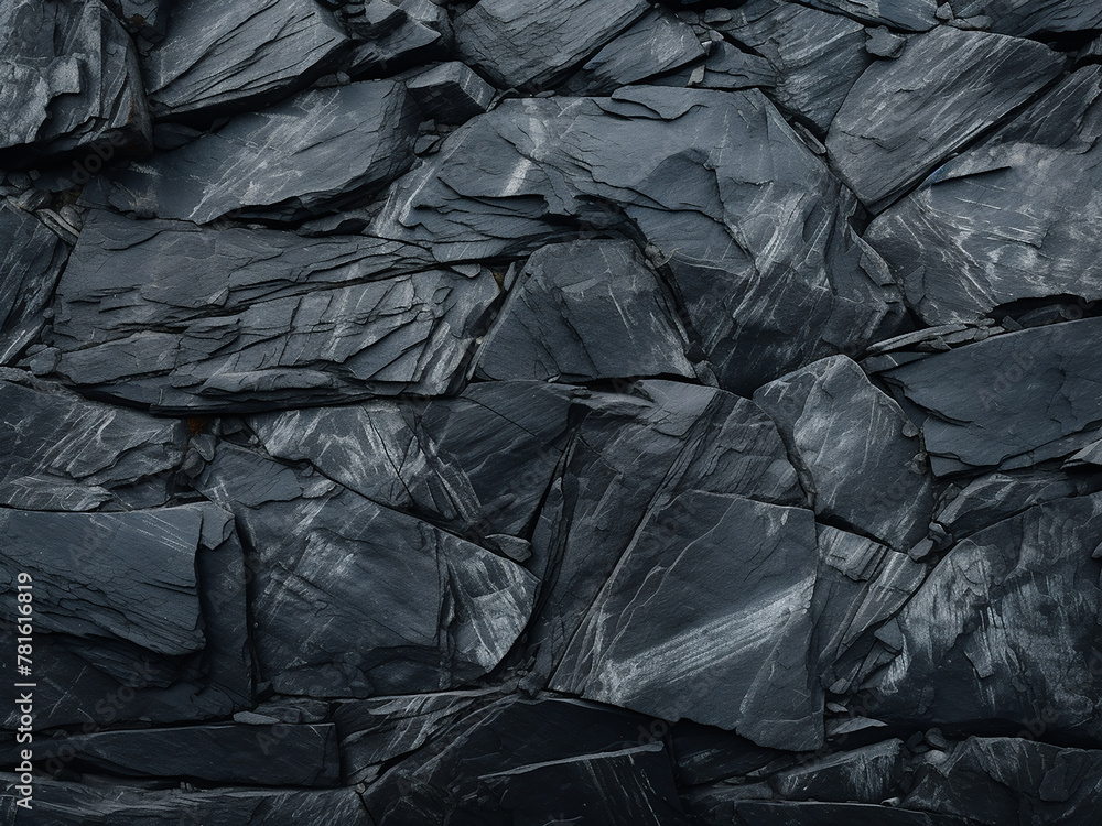 Poster dark black slate with gray stone forms delicate nature patterns