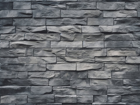 Fototapeta Facing stone features textured gray brick tiles