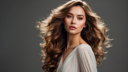 Naklejka premium Beautiful girl portrait with long hair
