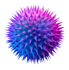 Ball with spikes, purple-pink gradient color isolated on white background. Abstract three dimensional round shape.