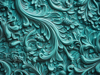 Flat vertical surface displays wandering turquoise relief - obrazy, fototapety, plakaty