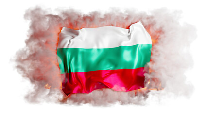 Spectacular Bulgarian Flag Unfurling Through Wisps of Smoke on a Dark Background