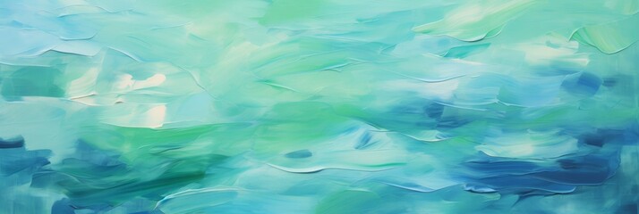 Fototapeta na wymiar Seascape Abstract Art. Abstract Ocean Waves Painting In Shades Of Blue And Green. Generative AI