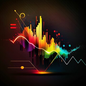 abstract colorful music equalizer on dark background, vector illustration.