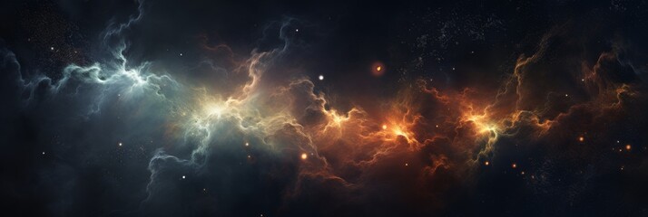 Cosmic Nebula With Luminous Star Clusters And Interstellar Dust. Astrology Background. Generative AI - obrazy, fototapety, plakaty