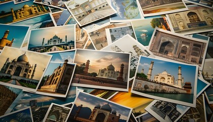 Fototapeta na wymiar Printed photos from a trip to India