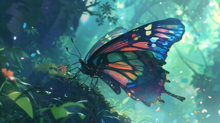 A butterfly with colorful - obrazy, fototapety, plakaty