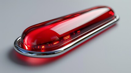 Isolated mock-up of a red badge of a closed employee with light scuffs on white