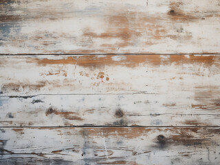 Distressed wooden surface with blue paint peeling off, text area available