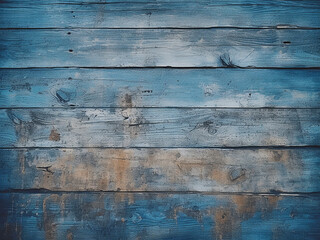 Weathered wooden backdrop with peeling blue paint, perfect for text