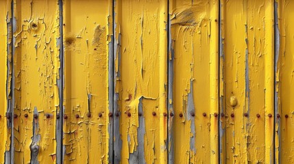 A yellow background created by stripes of metal profile fence texture