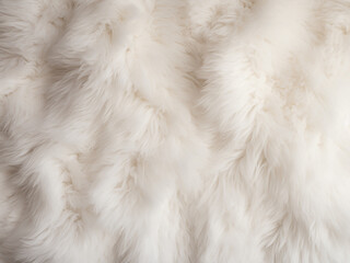 Fluffy fur carpet texture made of soft cotton sheep wool, in white