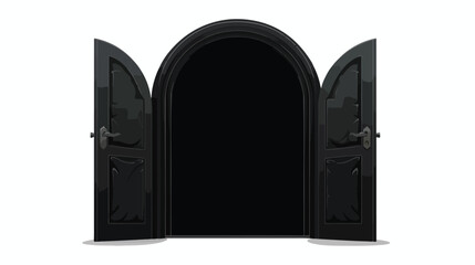Opened door black isolated silhouette 2d flat carto