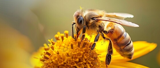 A diligent honeybee at work