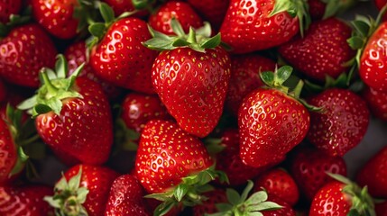 A full frame shot of a heap of ripe fresh strawberries - Powered by Adobe