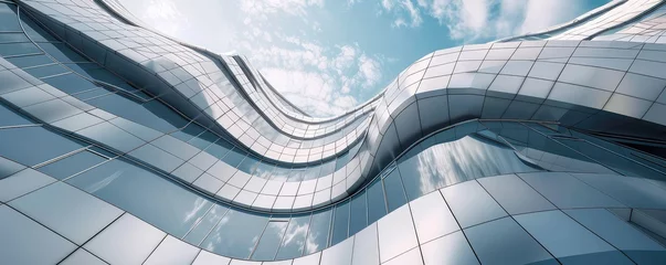 Foto auf Acrylglas Close up of the futuristic and modern building with wavy detail. © *Lara*