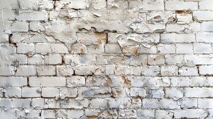 The background of the photo is an abstract image of a white brick wall.