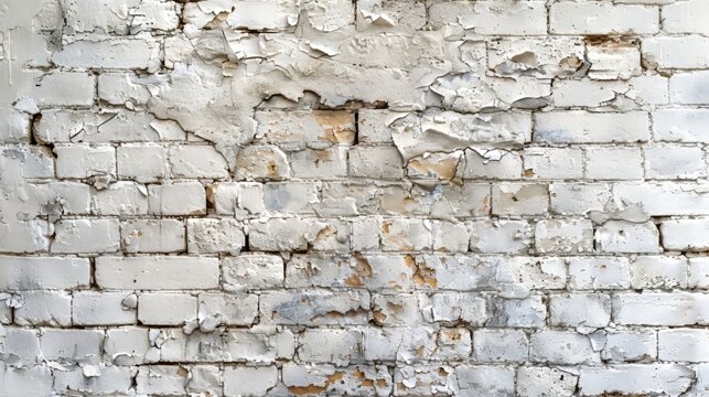 The background of the photo is an abstract image of a white brick wall.