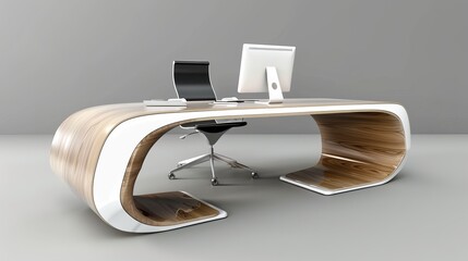Modern Minimalist Office Desk with Unique Design