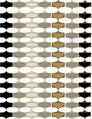 A patterned design with black and white and gold elements