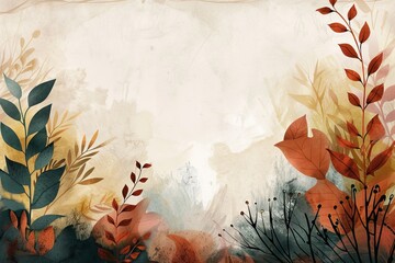 Hand-drawn background inspired by nature, with earthy tones and organic textures that evoke a sense of grounding and tranquility. 
