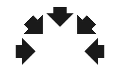 Radial Inward Pointing Short Arrows Semicircle