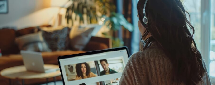 A video call with a many different people trought laptop.