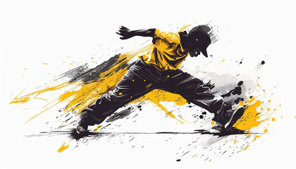 Dynamic dance motion black and yellow splash illustration