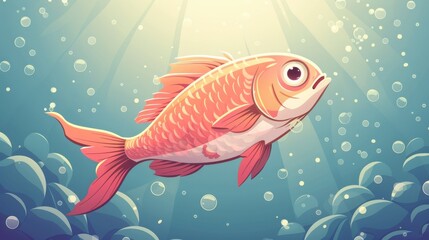 A cartoon fish in a sea of clicks, depicting targeted ad clicks in PPC, bright and clear, text space