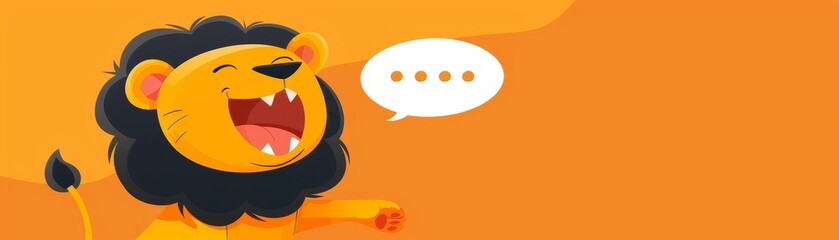 A cartoon lion roaring next to a blog post, symbolizing powerful content marketing, clear and minimalist, room for text