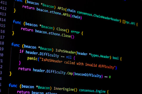 Programmer is developing with go code. Can be used as technology background.