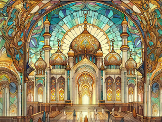Fototapeta na wymiar Colorful mosque illustration