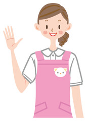 保育士　幼稚園の先生　託児所  手を振る