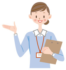 説明する保健師　相談員　キャリアウーマン　オフィス　事務員　職員