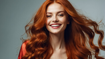 Beautiful girl portrait with long red hair