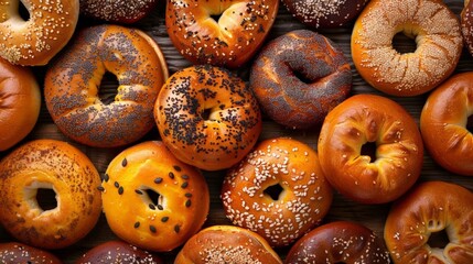 Close up of sesame seed bagels - Powered by Adobe