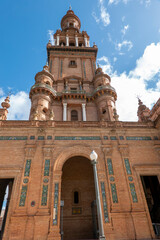 Obraz premium Architectural detail of the Plaza de España in Seville, Andalusia, Spain