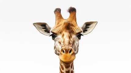 A giraffe with its head turned to the side. The giraffe is looking at the camera