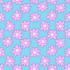 Cartoon retro flower seamless floral pattern for wrapping paper and fabrics and kids clothes print and party