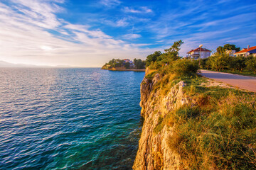 scenic morning view, amazing croatian coast, Croatia, Europe, Adriatic sea, coast near Zadar city