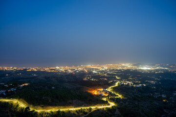 Fototapeta premium Panoramic night view of Fuengirola from Mijas, Costa del Sol, Andalusia, Spain