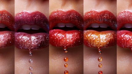 Lip gloss samples. Different lip glosses isolated on white. - obrazy, fototapety, plakaty
