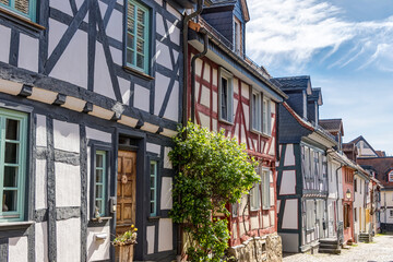 Fachwerkhäuser in der historischen Altstadt von Idstein im Taunus, Hessen, Deutschland